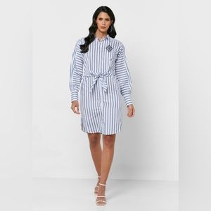 Lauren Ralph Lauren Striped Tie Detail Dress NEW